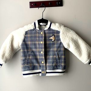 Janie and Jack Plaid Sherpa Letterman Jacket 2T